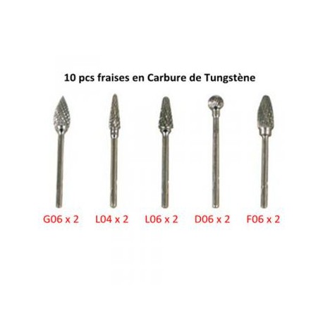 10Pcs Fresas de carburo de tungsteno importados en suiza