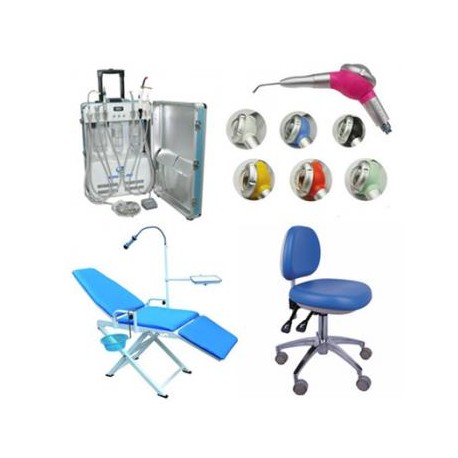 Unidad Portátil GU-P206 + Dental Air Polisher + Adjustable Operatory Chair + Portátil Folding Chair