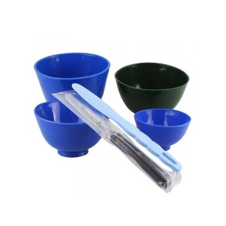 4Pcs Goma de Laboratorio Dental Bochas de Mezcla + 2 Espátulas