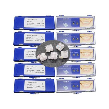 20 Cajas Dental Ortodoncia Brackets Cerámicos Tirantes Roth MBT 018 022 345 Ganchos